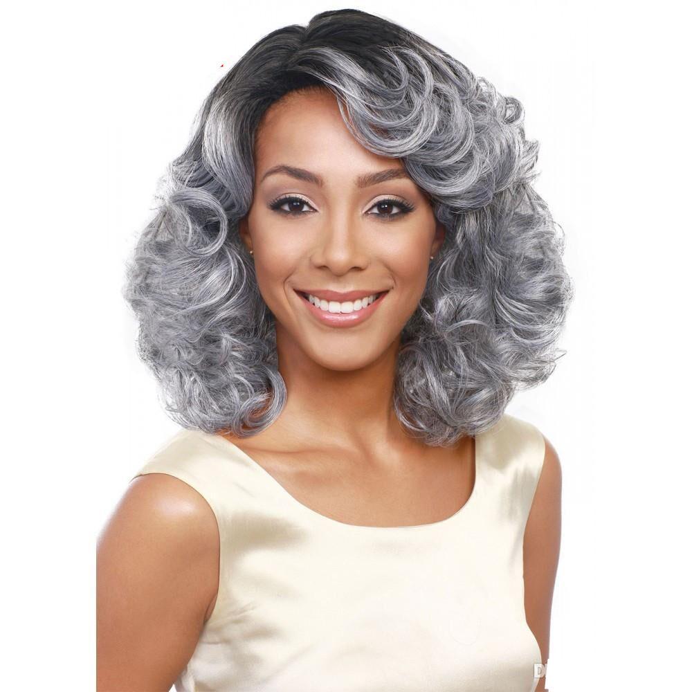 

High Temperature Silver Gray Women s Short Curly Hair