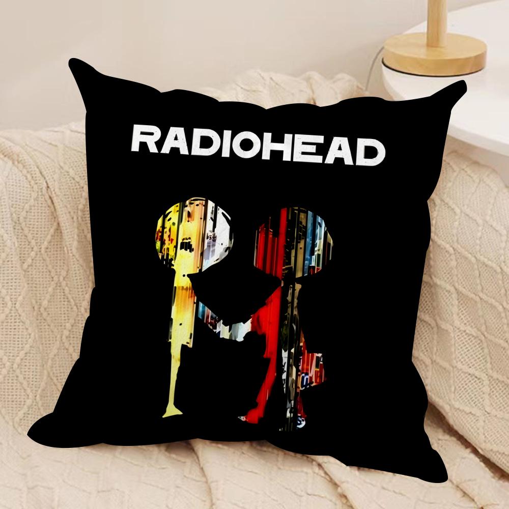 B-British Band Radioheads Cushion Cover Silky Short Plush Invisible Zipper Dustproof Sofa Pillow Case For Home Decor