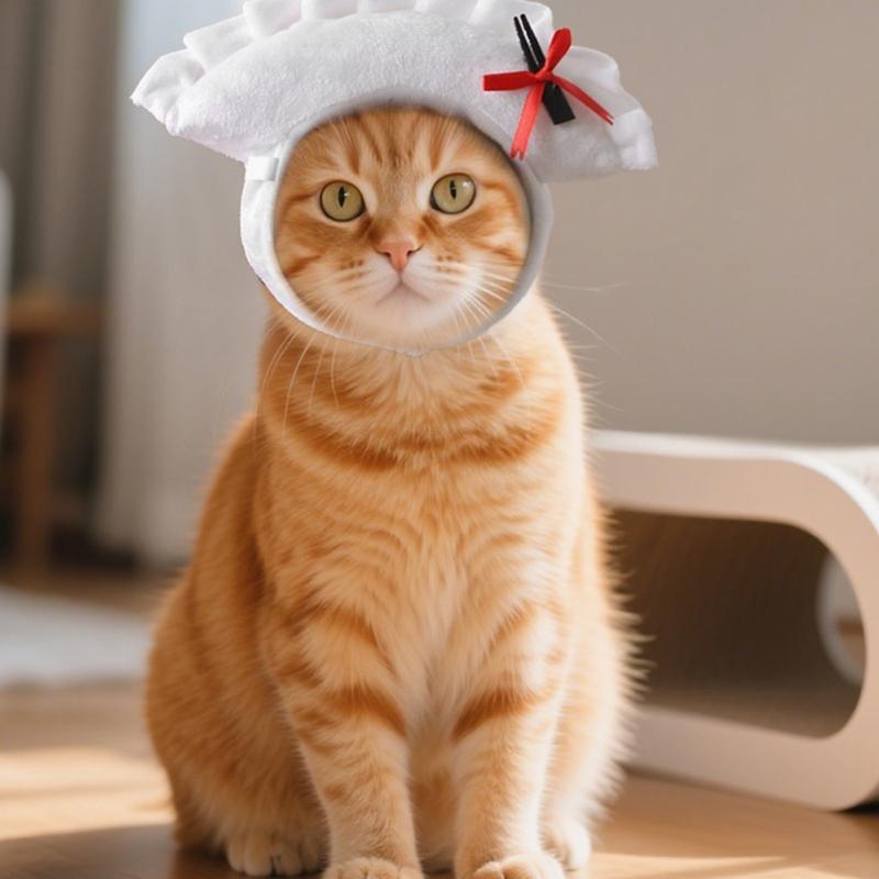 Cats Cosplay Hat With Dumpling Soft Holidays And Celebration Cosplay Headwear Pet Hat Small Animal