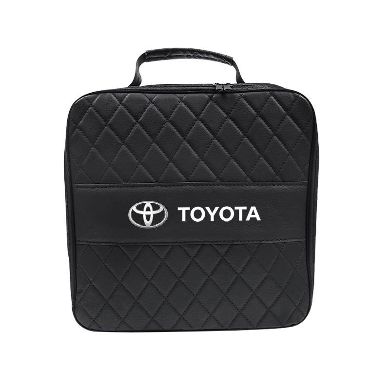 Car Charge Cable Storage Bag Sundries Organizer Valve Cap For Toyota RAV4 Yaris CHR Aygo Corolla Prius Camry Prado Avalon Hilux