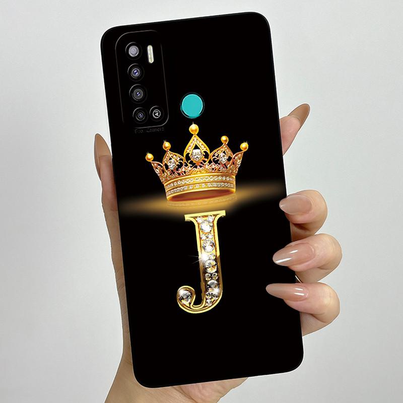 

For Tecno Pouvoir 4 4 Pro Case Luxury Crown Letter Silicone Soft TPU Phone Cases For Tecno LC7 LC8 Camera Protection Back Cover Tecno Pouvoir 4 Pro