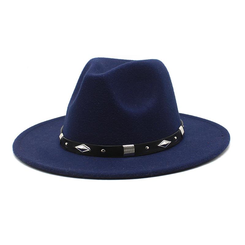 Rivet Accessories Top Hat Men'S And Women'S Wool Hat British Retro Outdoor Big Edge Flat-Brimmed Jazz Hat
