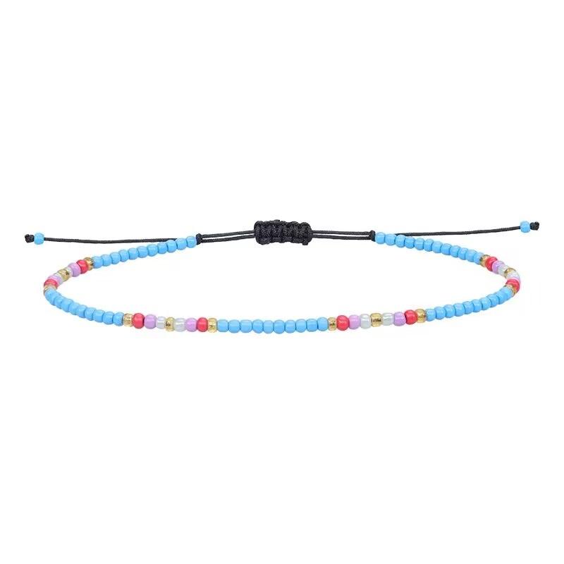Handmade Bohemian Multicolor Rope Colorful Rice Bead Bracelet Wax Thread Woven Friendship Bracelet For Women Party