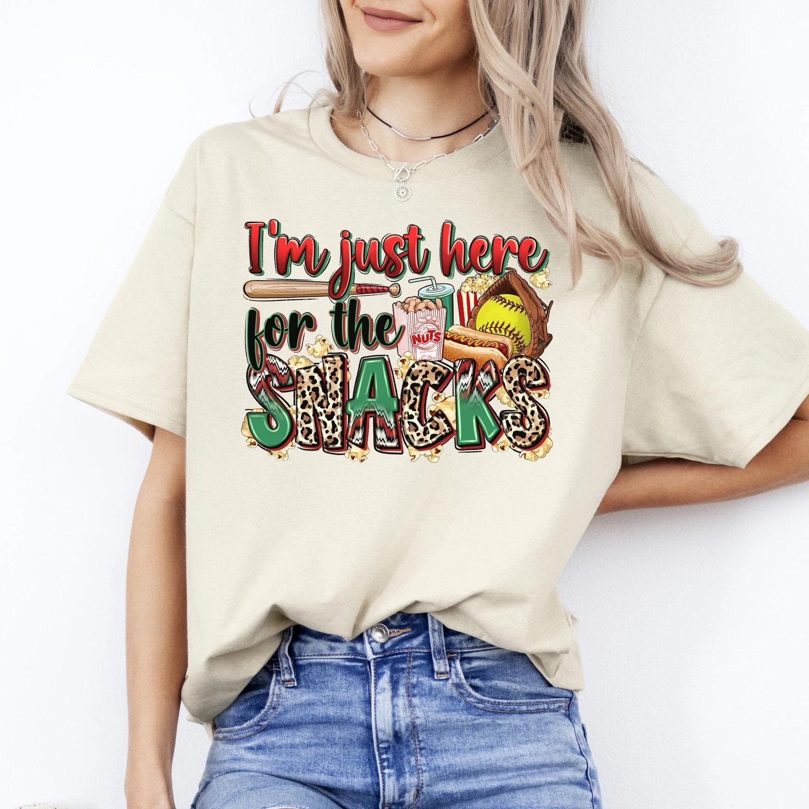 Softball Cheer T-Shirt Softball mama I m just here for the snacks Unisex Tee San S