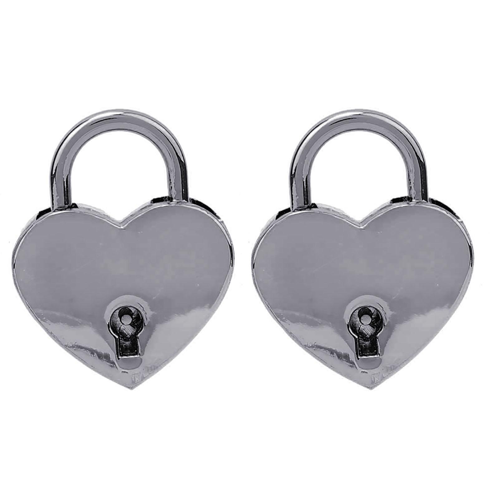 

2 Sets Heart Lock Metal Vintage Padlock Household Craft Supplies with Keys 30x39mmBlack чёрный