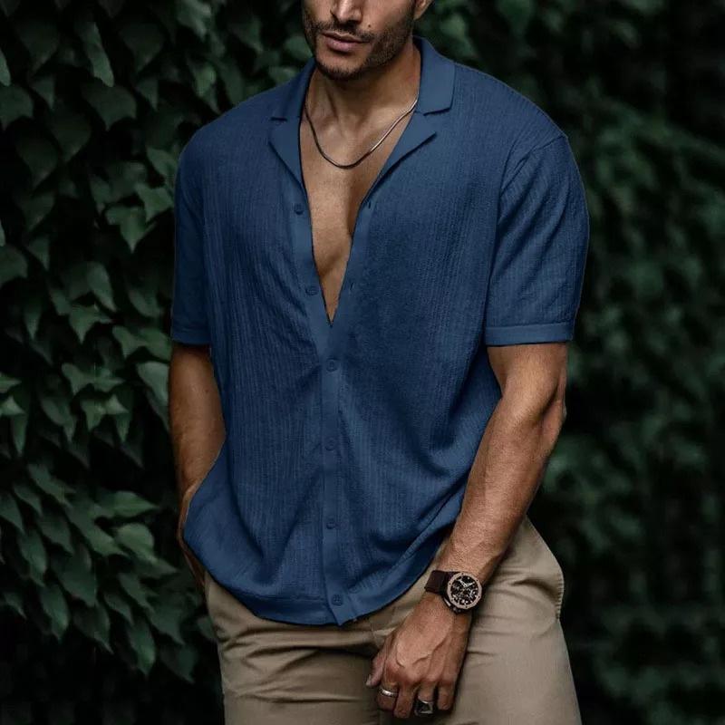 Men s Casual Short Sleeve Shirt Button Down Lightweight Breathable Textured Fabric Relaxed Fit Summer Shirt XXXL