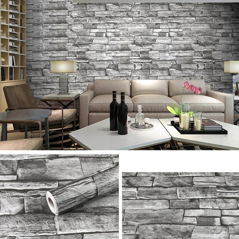 45cm Classic Brick Pattern PVC Waterproof Background Wall Sticker 3D Three-dimensional Self-adhesive Decorative Wall Sticker