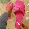 Fashion White Flat Slippers for Women Summer Design Soft Non-slip Slippers Braided Open Toe Square Head Outdoor Beach Slippers Woman