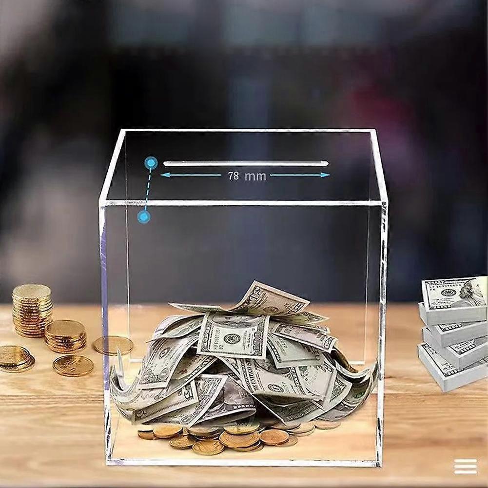 Clear Acrylic Money Bank Piggy Bank for Adult, Must Break to Open Transparent