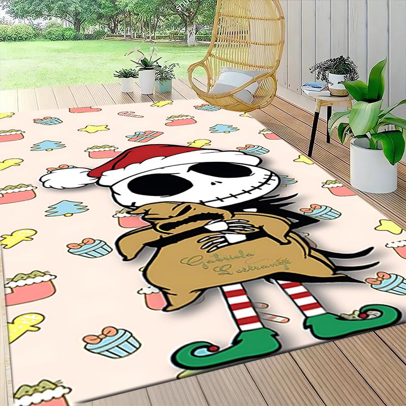 1Pc Christmas Jack Skellington Carpet Rug Soft Washable Antislip Home Living Room Sofa Mats Personalized Christmas Rug