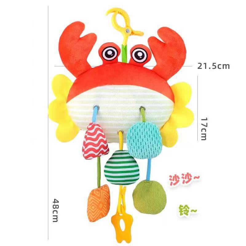Baby Soft Pull String Toy, Educational Soothing Plush Rattle, Crib Mobile & Car Seat Hanging Toy for Infant