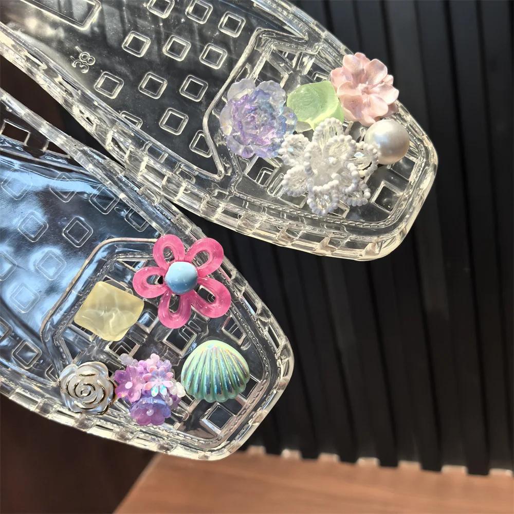 Set - Bead Flower Pearl Bow Sequin Charms DIY Detachable Fashion Crystal Shoe Decorations Accessories for Shoes 1 Complete Kit