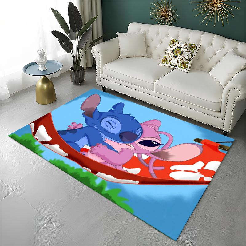 Cute S-Stitch Cartoon Non-Slip Area Rug for Living Room,Bedroom,Playroom,Soft Carpet Floor Mat Home Decor Rug Kids Room Gift