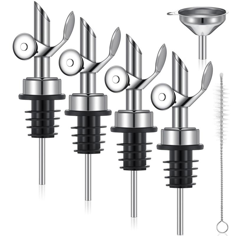 AD23-4 PCS Weighted Stainless Steel Pourers Olive Oil Spout Automatic Opening And Closing Spout