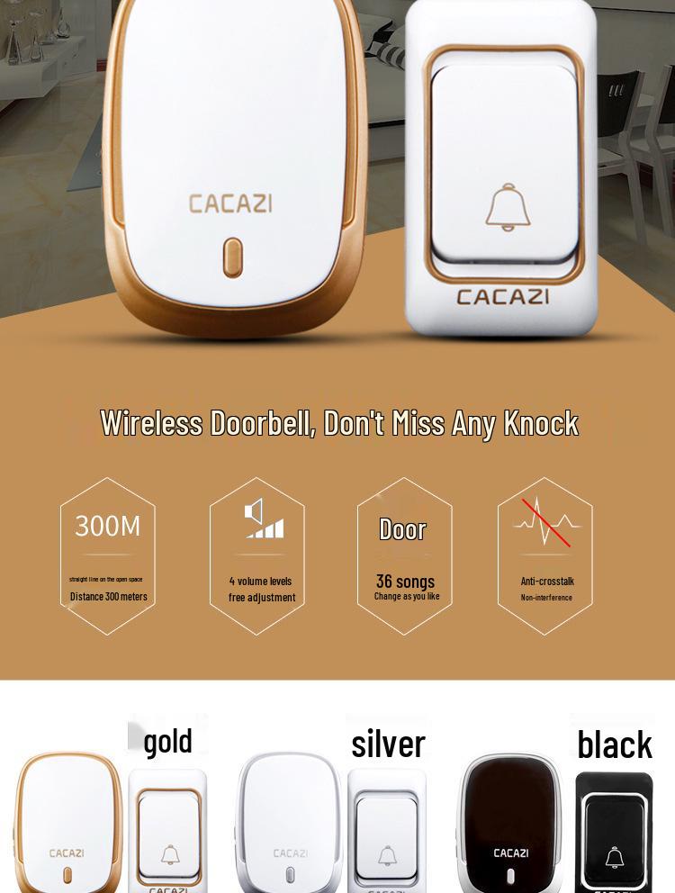 Smart Wireless Doorbell with Elderly Call Button and Five-to-One Remote Control for Home.