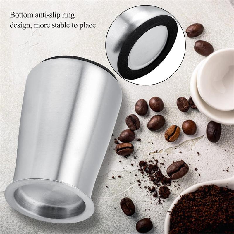 3 In 1 Coffee Powder Filter Powder Cup Stainless Steel Coffee Powder Sifter with Lid Bean Grinder Powder Cup Coffee Brewing Tool