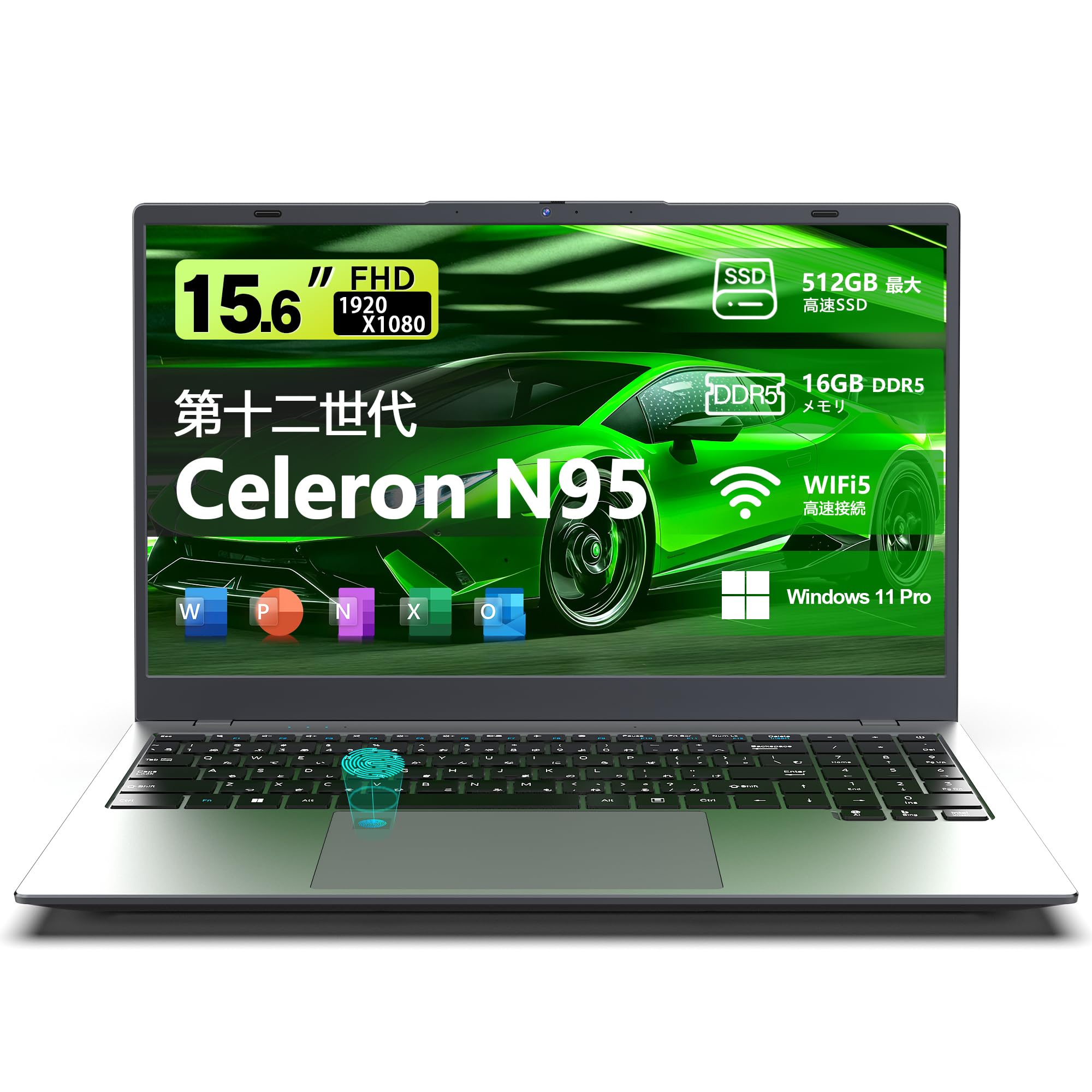 

VETESA Ноутбук з 12-м поколінням До 4C4T DDR5 16 ГБ 512 ГБ 2025 Новий Windows 11 FHD IPS Широкий кут огляду Мегапіксельний Цифровий та Розпізнавання відбитків пальців сірий колір
