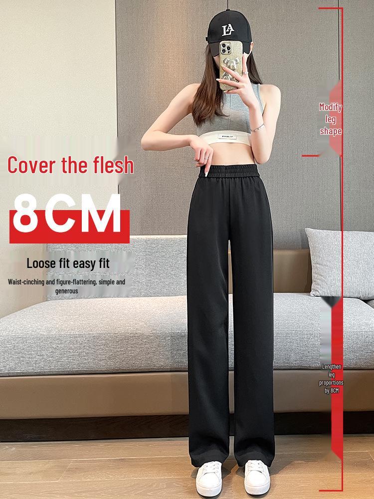 Damen Eisseide Weitbeinige High-Waist Sommerhose - Dünn, Elastisch und Modisch