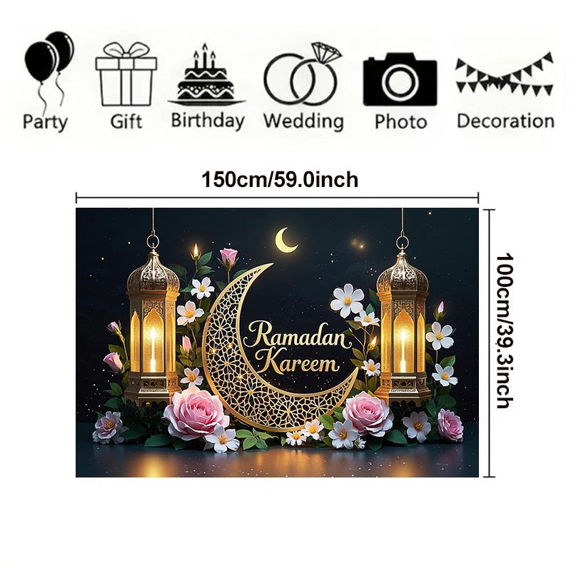 Elegant Eid Al-Adha Moon Photography Backdrops Wall Decoration for Room and Party,Festive Home Decor for New Year and Eid Celebrations