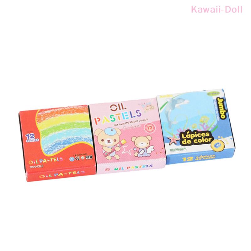 1Set Miniature Crayon Color Pencil Box Model 1:12 Doll House Decor Accessories Kids Pretend Play Toy