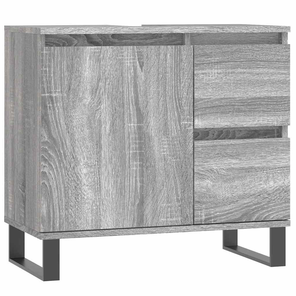 3 Piece Bathroom Furniture Set Grey Sonoma Wood Based Panel
