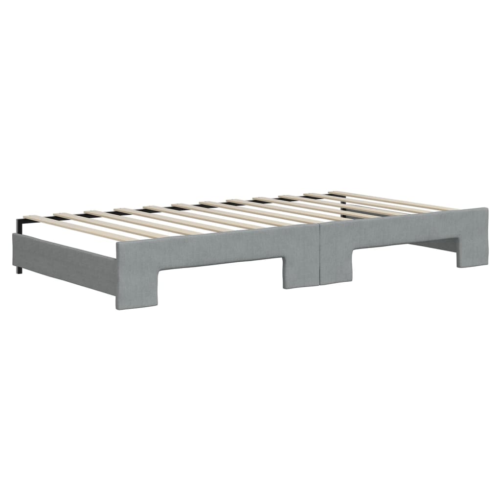 Pull Out Daybed with Mattress Light Grey 100 X 200 Cm Fabric