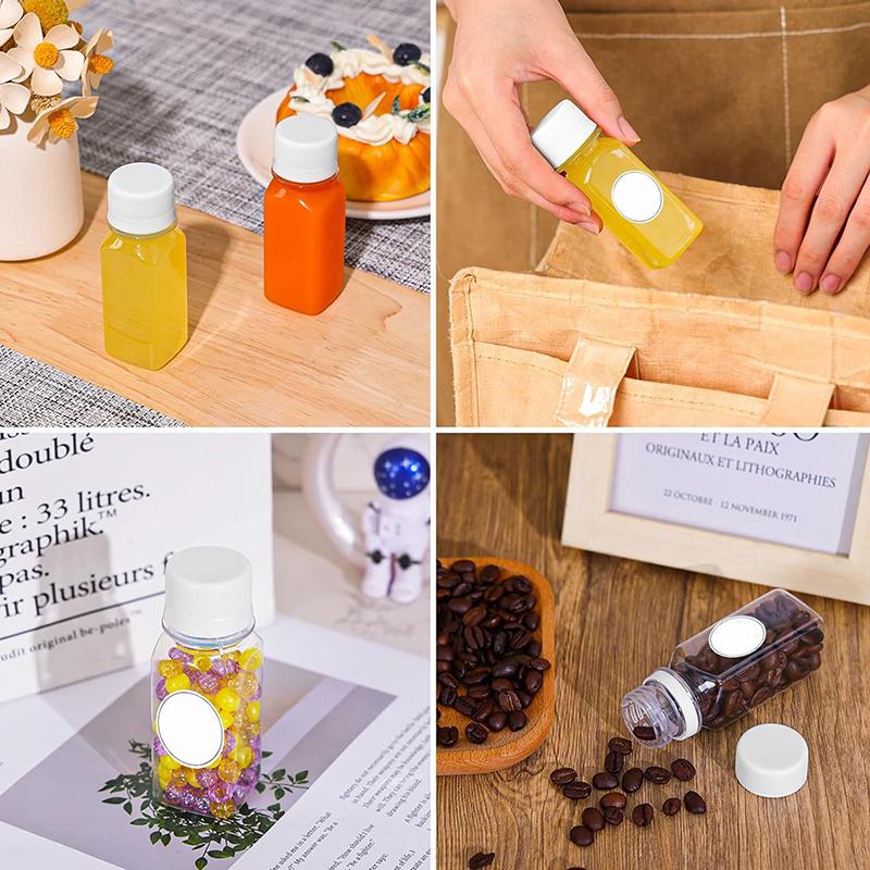 1Pc Empty Square Milk Tea Bottle With Lid Plastic Juice Bottles With Cap Water Bottles Clear Juicing Drinking Milk Jam Container