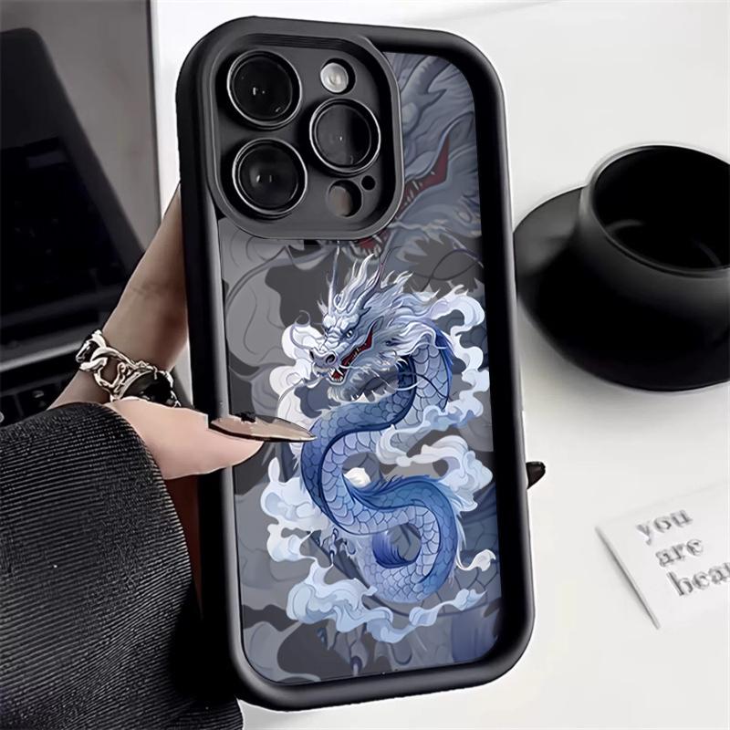 

Illusory Color Chinese Dragon Silicone Phone Case For iPhone 17 16E 16 15 14 13 12 11 Pro Max XS X XR 7 8 Plus Shockproof Cover iPhone 16 Pro