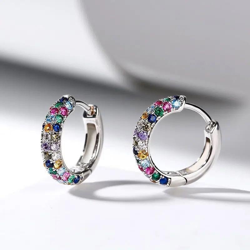 

Color zircon ear buckle women s ins niche design sensory earrings, simple and fashionable versatile earrings