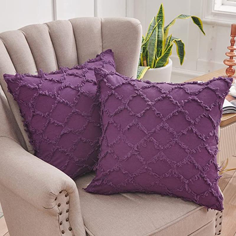 Pillow Home Pillow Cover Double-sided Cotton Linen Checkered Back Pillow Cushion Sofa Lumbar Pillow