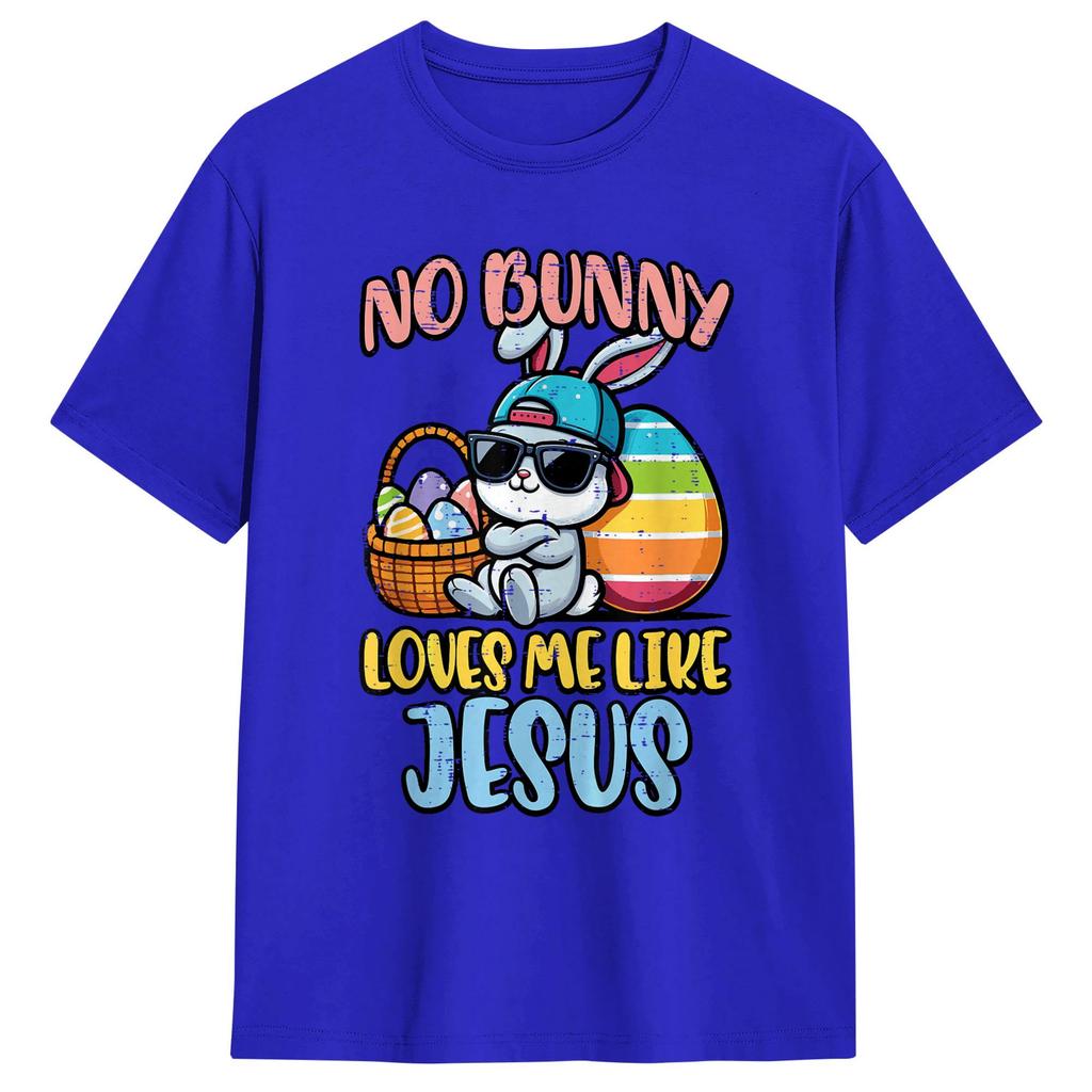 No Bunny Loves Me Like Jesus Easter TShirt Summer Cotton TShirts Unisexs Harajuku Design Tee Shirt ShortSleeve Vintage Top Tees
