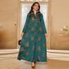 AB402 V-Neck Jacquard Beaded Dubai Dress - Women's Middle Eastern Muslim Robe