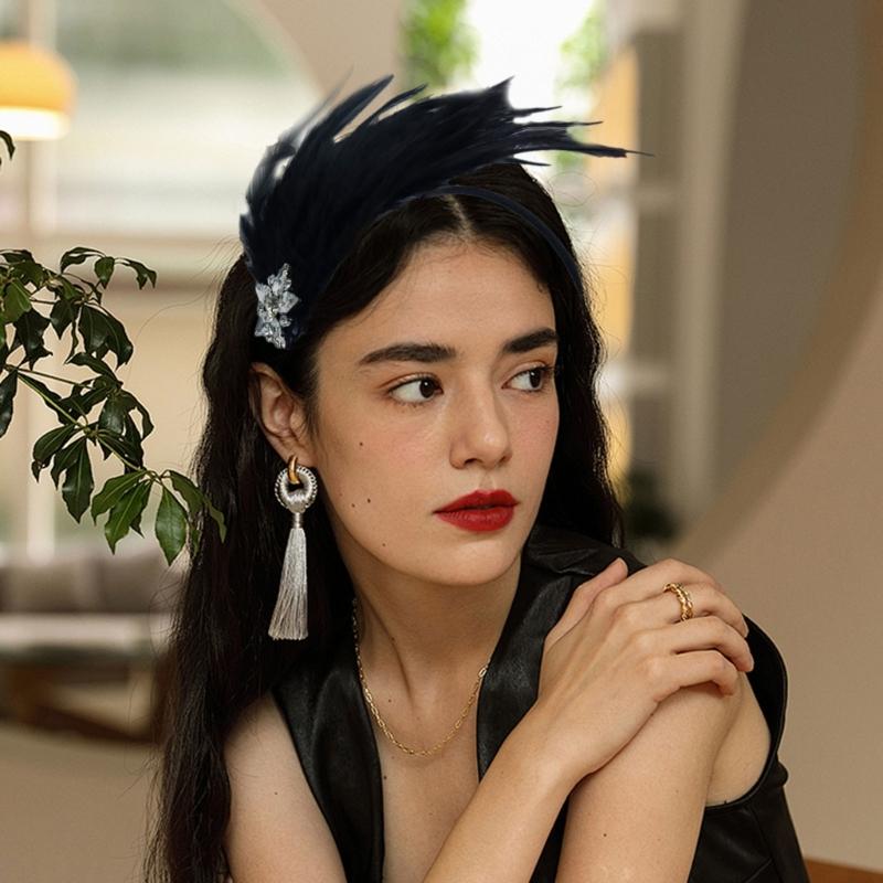 Cocktails Party Accessories Headband Cosplay Costume Flapper Women Music Festival Feathered Hairband Carnivals Headdress