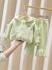 Girls' Casual Sweet Suit - Fresh Autumn Two-Piece Set, Pure Color for Small & Medium Children (2026 New Style)