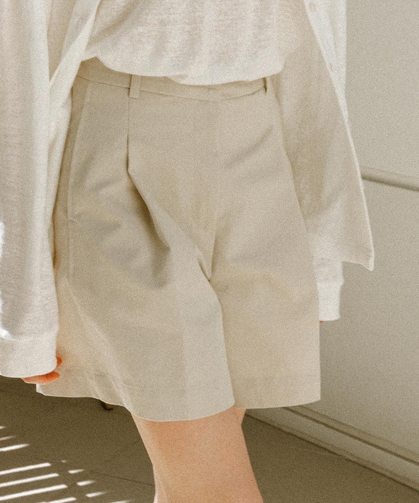KNOWING Cotton Blending Half Pants (Beige)