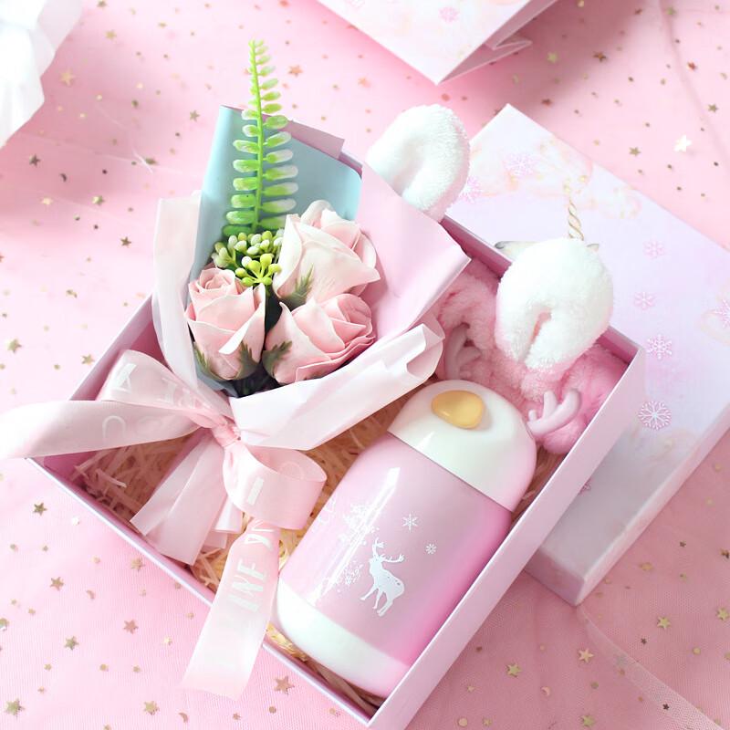 Elegant Birthday Gift Set with 300ml Glass Cup Glass Cup + Hairband + Bouquet