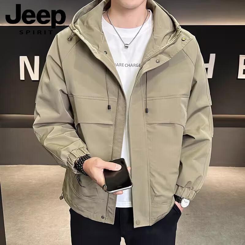 JEEP SPIRIT Men s Hooded Casual Windbreaker Jacket M