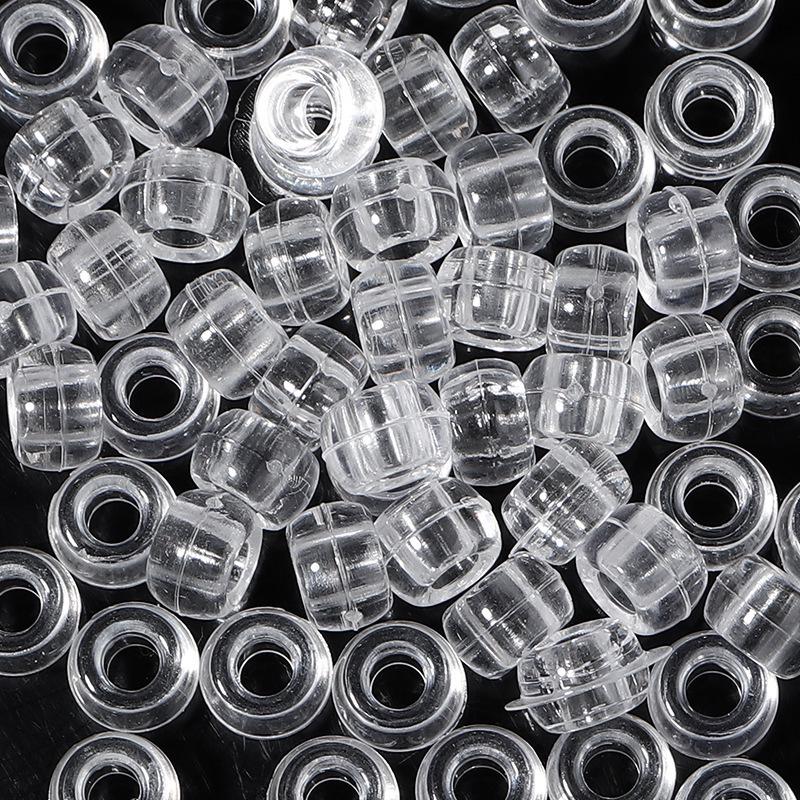 

100pcs Large Hole Transparent Frosted Barrel Beads - Colored Onion Powder Plastic Pony Beads for Dreadlocks and Wigs 100pcs/pack