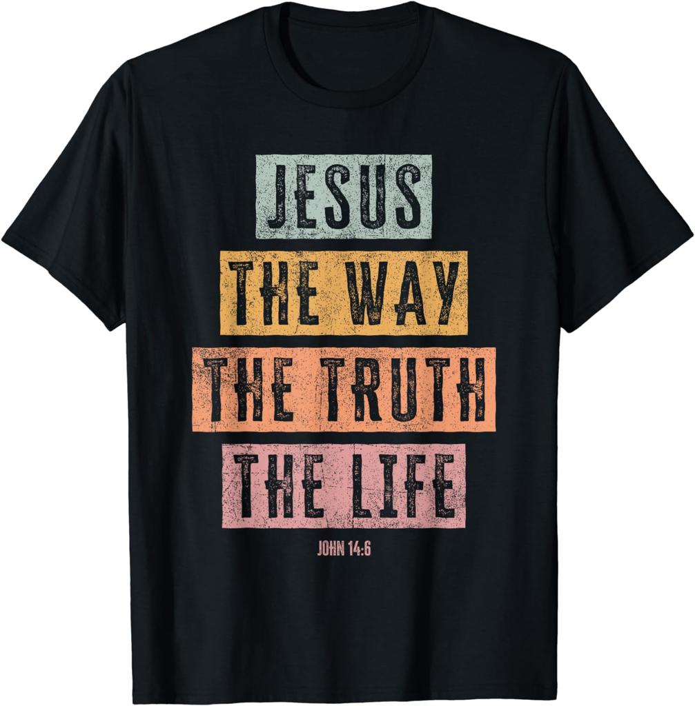Christian T Shirt Women Unisex Kids Jesus The Way Truth Life Tshirt Cotton Graphic T Shirts Vintage T Shirt Camisetas