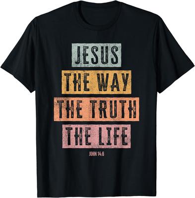 Christelijk T-shirt Dames Heren Kinderen Jezus De Weg Waarheid Leven T-shirt Katoen Grafische T-shirts Vintage T-shirt Camisetas
