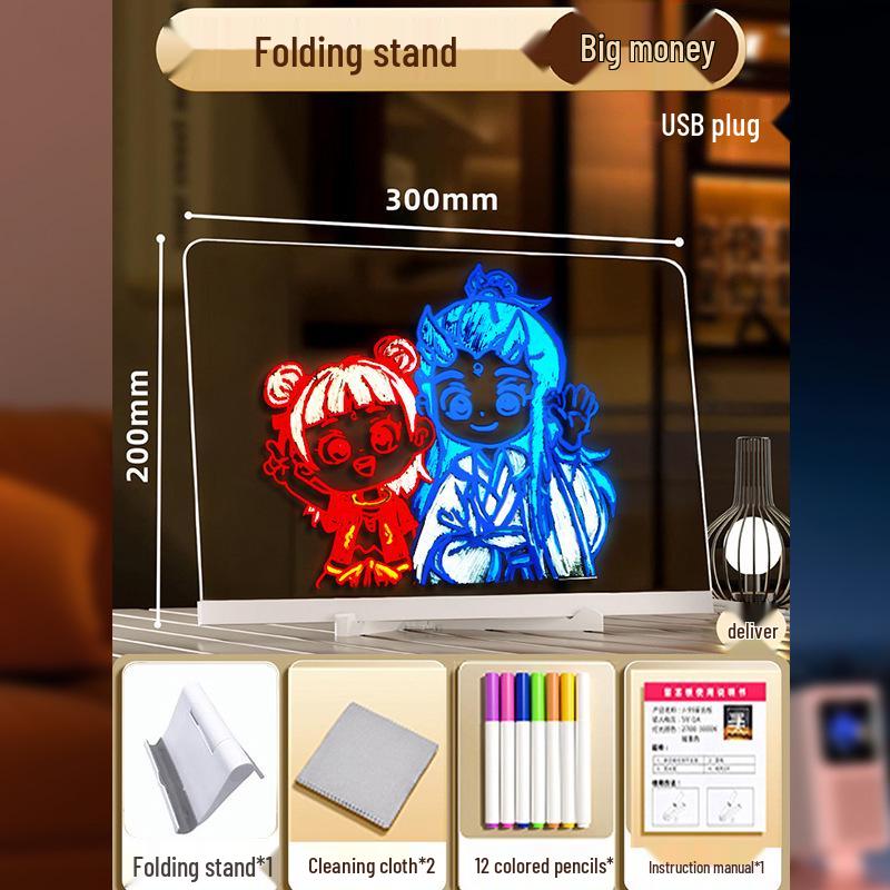 Kids' DIY Luminous Acrylic Message Board: Light-Up Drawing & Writing Display