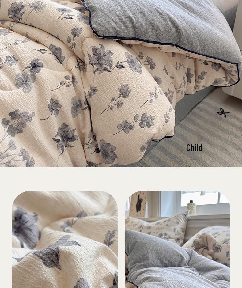 2025 Original Linen Crinkled Gauze Double Layer Quilt Comforter for Winter, Spring & Autumn