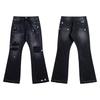 Mens High Street Graffiti Jeans Vintage Washed Slightly Flared Long Pants