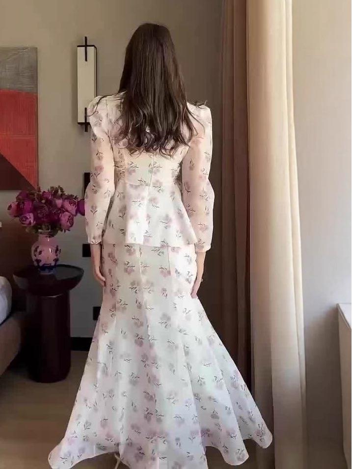 European and American 2025 Retro Long Sleeve Dress - Elegant Spring Court Style