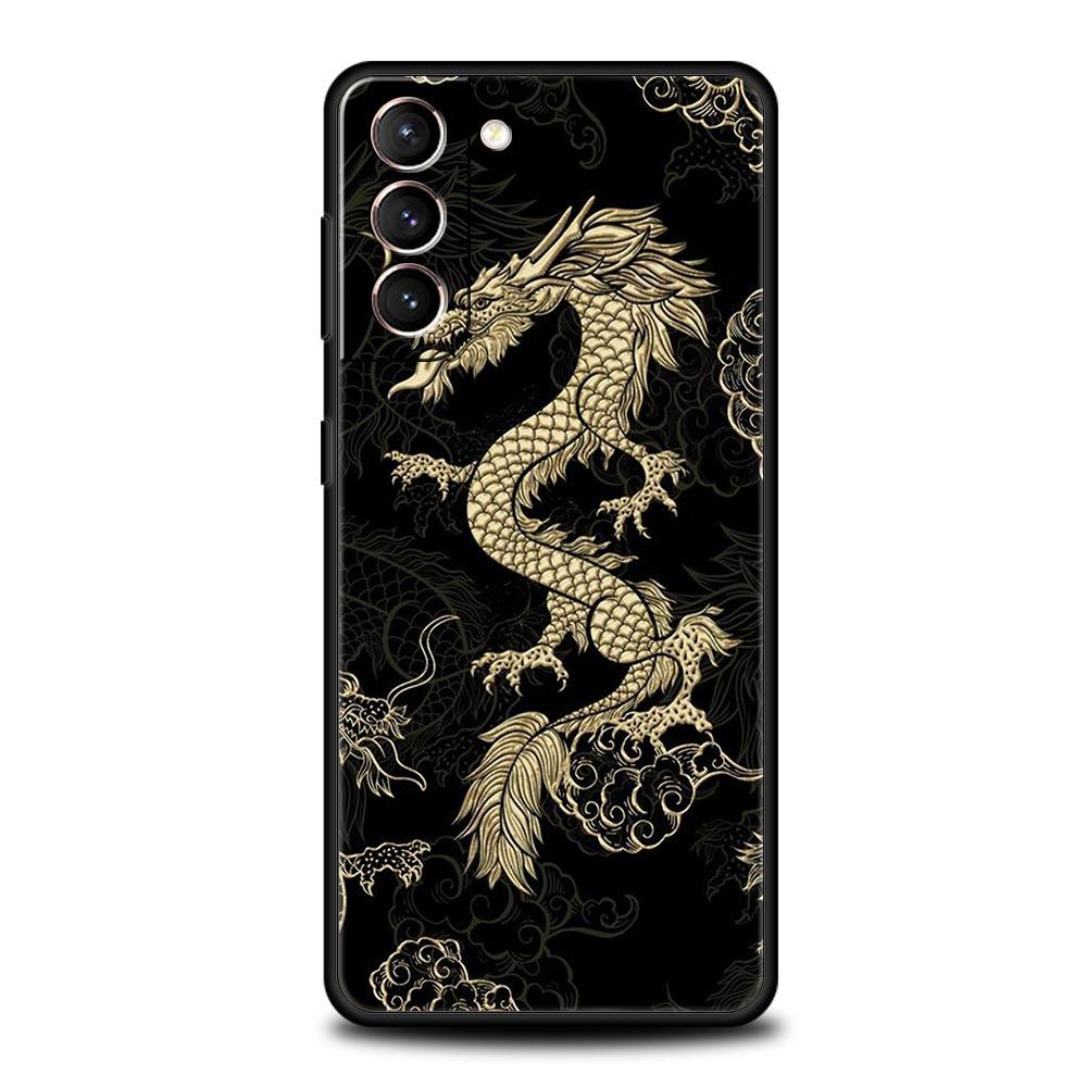 Phone Case For Samsung Galaxy S23 S22 Ultra S20 S21 FE 5G S10 S9 Plus S10E S8 Note 10 20 Silicone Black Cover Dragon Fashion