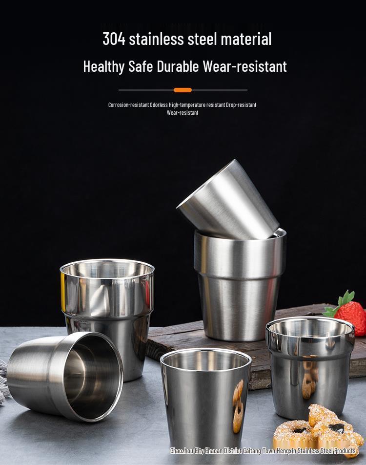 Korean Style Double Layer Insulated 304 Stainless Steel Cup for Water, Tea, Coffee, Beer, and Cold Drinks