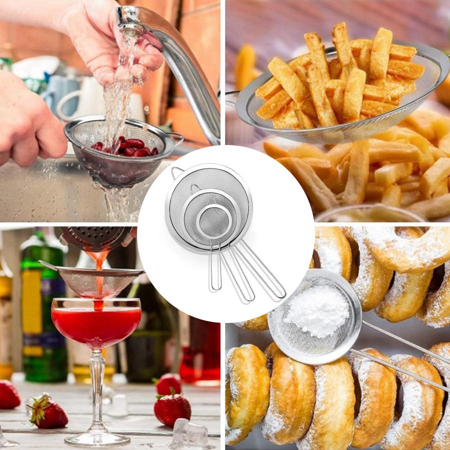 Lingură Ciur Praf Oțel Inoxidabil Ciur Metalic Potrivit pentru Făină Lapte de Soia Suc de Fructe Ouă Unelte de Bucătărie Practice