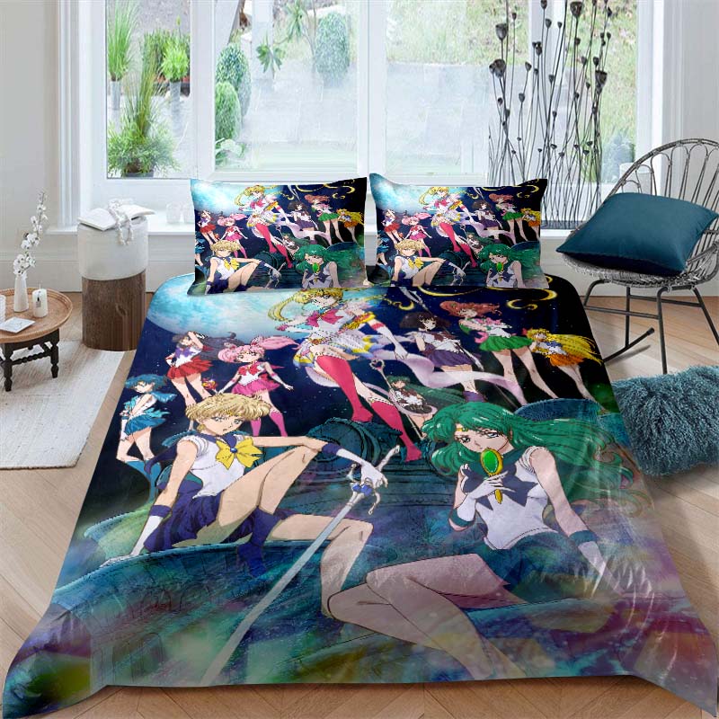 Anime/cartoon Style Tsukino Usagi Three-piece Luxury Bedding Set, Including Large and King Sizes, Perfect As A Holiday Gift.01