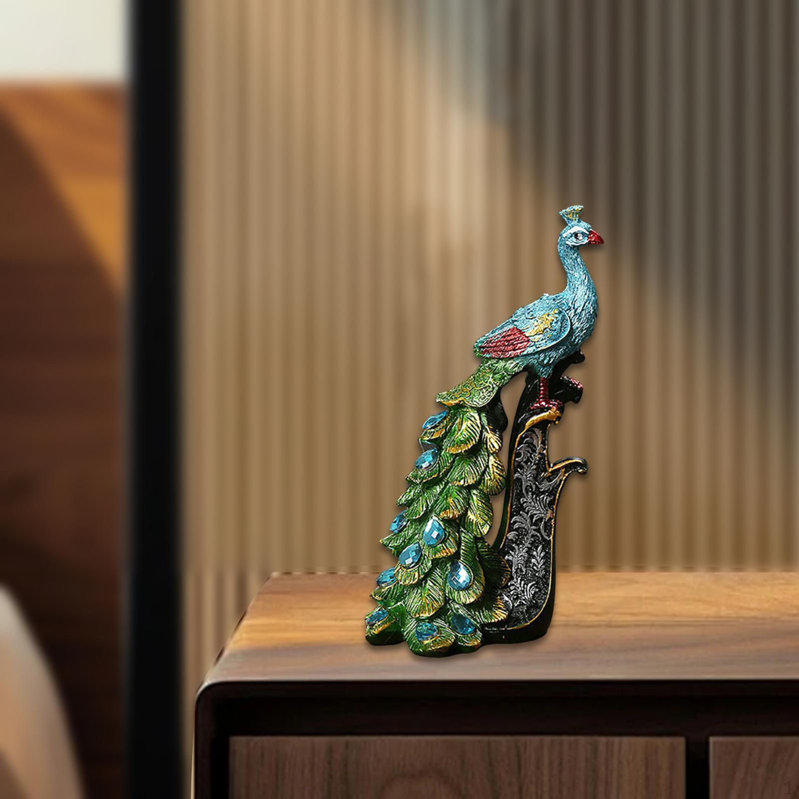 

Європейська статуетка павича, скульптура тварини, настільна прикраса, декоративна фігурка для каміна, столу Left