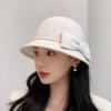 French Chic Style Round Top Hat With Windproof Design For Autumn And Winter Wear